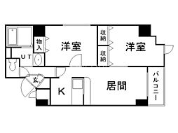 ペルドゥエープス美園 2LDKの間取図画像