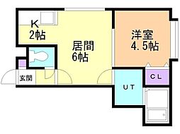 メリードーム 1LDKの間取図画像