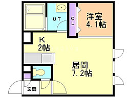 ドゥアズガーデン 1Kの間取図画像