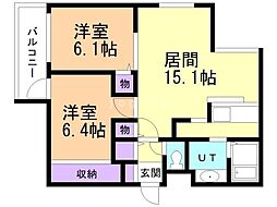 メルシメゾン 2LDKの間取図画像