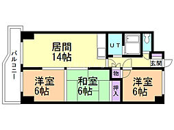 東山グランドハイツ 3LDKの間取図画像