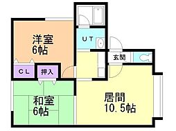 フラッツ平岸 2LDKの間取図画像