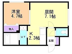 ルミエール月寒東57 1LDKの間取図画像