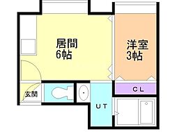 ドエルてん澄川42 1DKの間取図画像