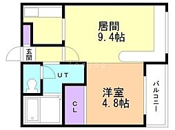 ホークメゾン札幌2号館 1LDKの間取図画像
