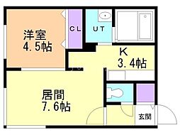 VIALATTEA美園 1LDKの間取図画像