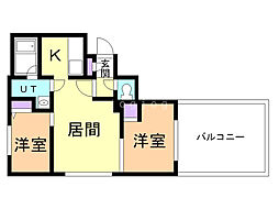 ブラン・シャール平岸 2LDKの間取図画像