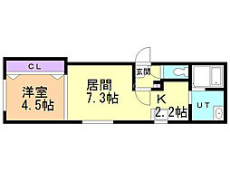 グランビア美園 1LDKの間取図画像