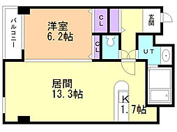 エクセレント平岸 1LDKの間取図画像