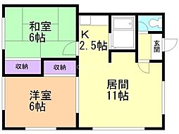 第14大成コーポ 2LDKの間取図画像