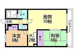エル・ハイム 2LDKの間取図画像