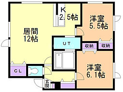 スマイルピナス 2LDKの間取図画像