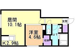 札幌市中央区南二十条西15丁目マンション 1LDKの間取図画像