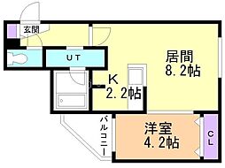 札幌市豊平区美園八条5丁目マンション 1LDKの間取図画像