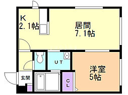 ヴレネージュ平岸 1DKの間取図画像