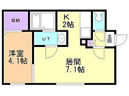 ヴィヴレ月寒 1LDKの間取図画像