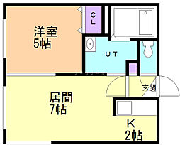 ティアラ学園前 1DKの間取図画像