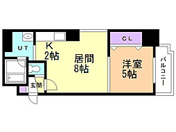 パークヒルズ中の島21 1LDKの間取図画像