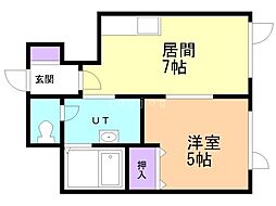 サンビレッヂ藤野 1DKの間取図画像