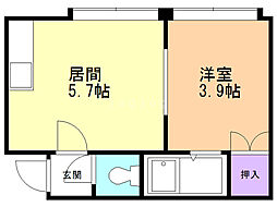 パールハイム平岸 1DKの間取図画像