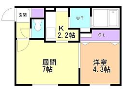 AminasT15 1LDKの間取図画像