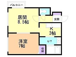 エルサコート澄川 1LDKの間取図画像