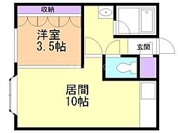 ジークフリートヒラギシ 1LDKの間取図画像