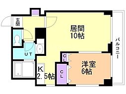 ウエストアゲン 1LDKの間取図画像