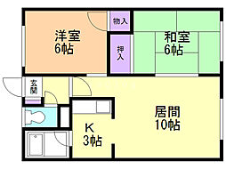 さくらハイツ 2LDKの間取図画像