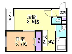 ポラリス3 1LDKの間取図画像