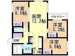 札幌市中央区南十五条西6丁目マンション 3LDKの間取図画像