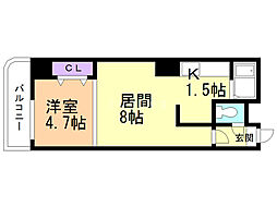 コトン月寒中央 1LDKの間取図画像