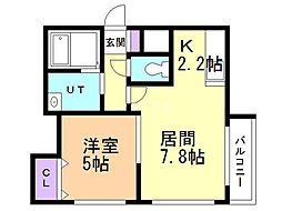 ベルリネッタ豊平 1LDKの間取図画像