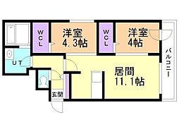 510コンペテツオーネ 2LDKの間取図画像