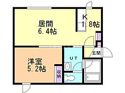 ルナパレス豊平 1LDKの間取図画像