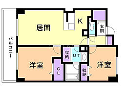 ホーリーフォート南平岸 2LDKの間取図画像
