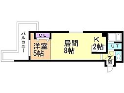 平岸パークヒルハイツ 1DKの間取図画像