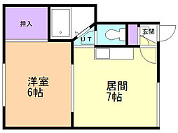 第二柳水 1DKの間取図画像