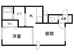 ボヌールメゾン 1LDKの間取図画像