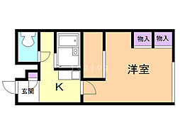 レオパレスリベェール2 1Kの間取図画像
