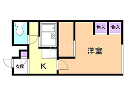 レオパレスリベェール2 1Kの間取図画像
