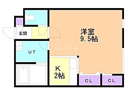 ココ・モップ2 1Kの間取図画像