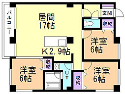 カレラ平岸 3LDKの間取図画像