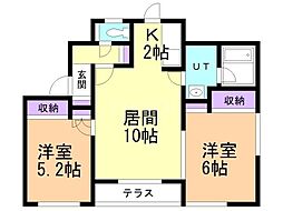 スプリングクリーク 2LDKの間取図画像