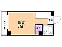 クリスタル村川 ワンルームの間取図画像