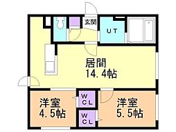 パティオ豊平公園 2LDKの間取図画像