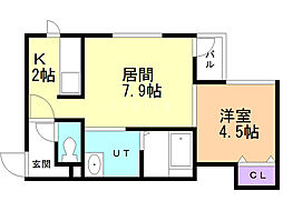 ラージヒル中の島 1LDKの間取図画像