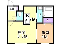 エール平岸 1LDKの間取図画像