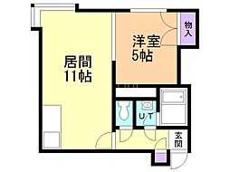 グリーンヒル月寒 1LDKの間取図画像