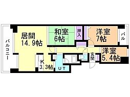 リーベンデール月寒中央 3LDKの間取図画像